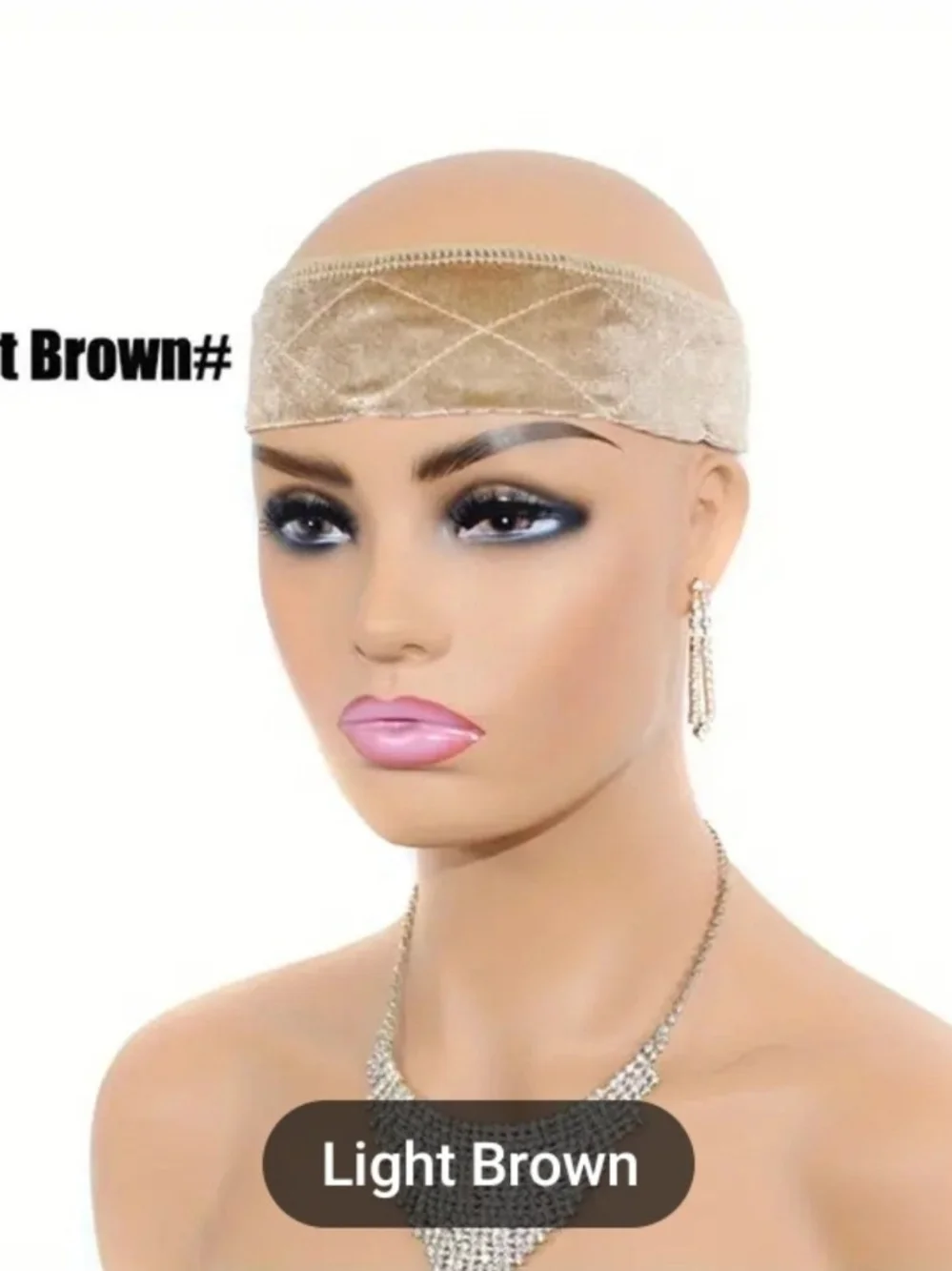 2 Pack Lace Wig Grip Headband, No Slip Wig Grip Bands, Mesh insert (Light Brown)